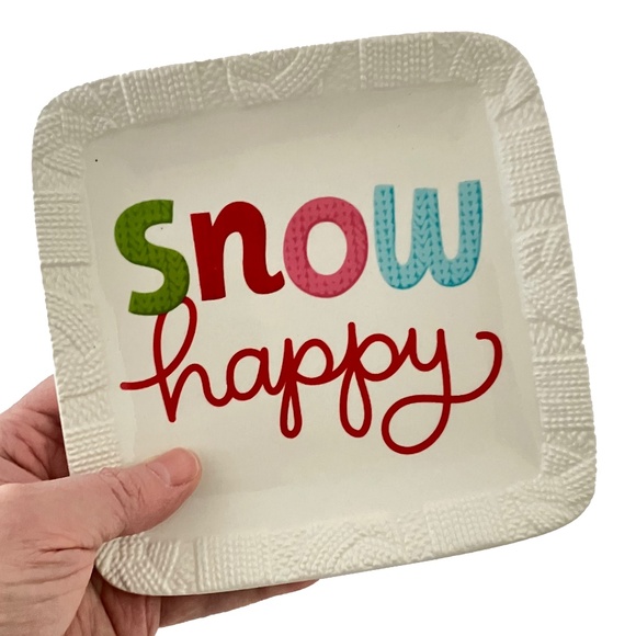 HALLMARK Sweet lil' Gift " Snow Happy " Square Ceramic Christmas Plate - Picture 1 of 11